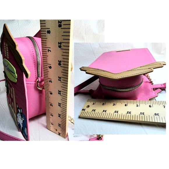 Betsey Johnson Crossbody Bag Pink Beach House With Frenchie Dog Purse NWT - Picture 14 of 17